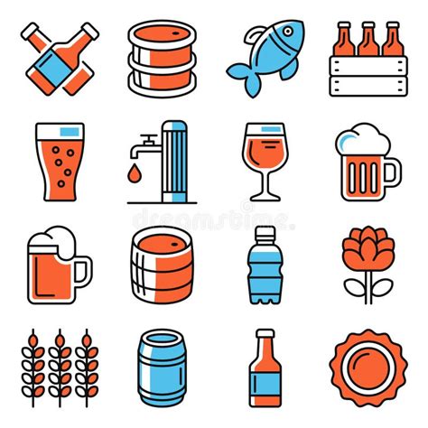 Beer Icons Set On White Background Vector Stock Vector Illustration