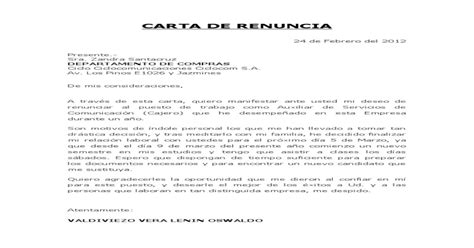 Carta De Renunciadocx Lenin Pdf Document