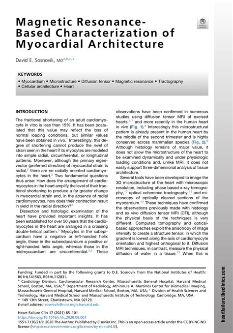 Pdf Magnetic Resonance Based Characterization Of Myocardial Architecture