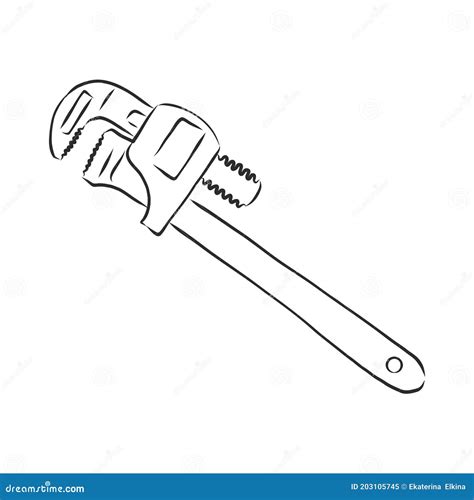 Wrench Vector Sketch Illustration Wrench Hand Drawn In A Graphic