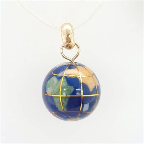 Carats Or Jaune Pendentif Lapis Lazuli Pendentif Globe Du Monde