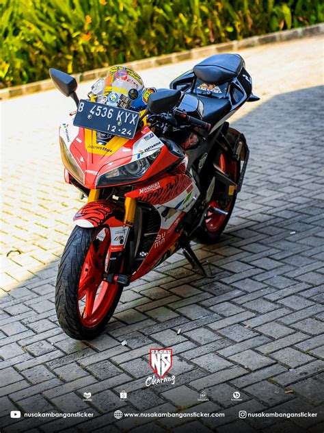 Decal Sticker Yamaha R V Livery Mandalika Sag Hitam Merah Modifikasi