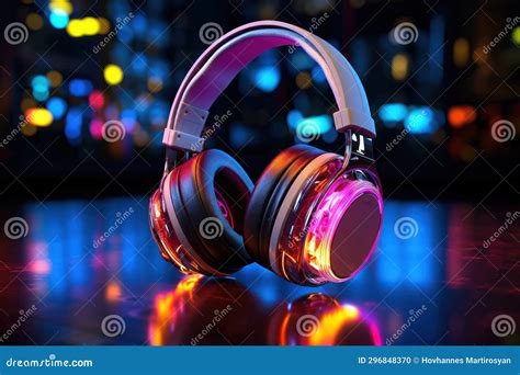 Neon Light Headphones Isolateddj Music Audio Sound Stock