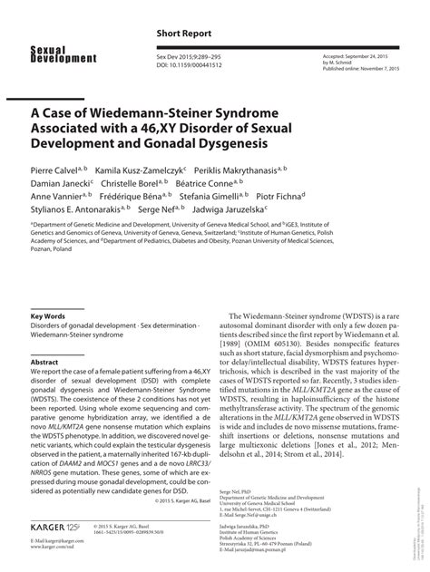 Pdf A Case Of Wiedemann Steiner Syndrome Associated With A 46xy