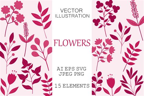 Pink Flowers SVG. Plants Silhouettes Graphic by shishkovaiv · Creative ...