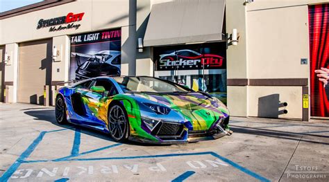 Cars And Girls Uniquely Wrapped Lamborghini Aventador Roadster Gtspirit