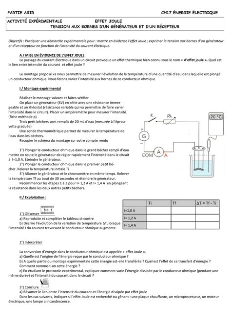 Effet Joule 3ème Physique