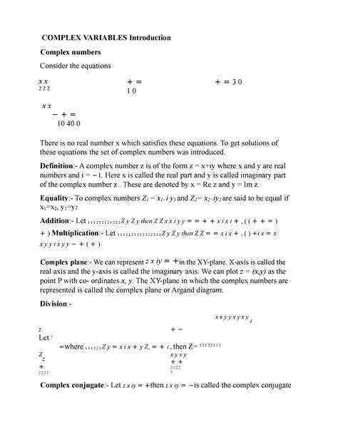 Complex Differentiation Complex Variables Introduction Complex