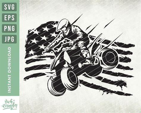 US 4 Wheeler Svg Distress Flag Svg Atv Svg Atv Rider Svg Etsy 4