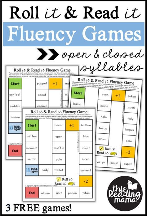 Open And Closed Syllables Fluency Game This Reading Mama