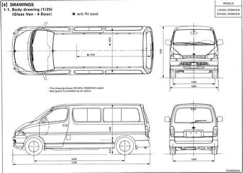 Toyota Hiace 1995-2001 Blueprint - Download free blueprint for 3D modeling