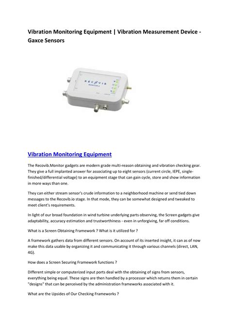 Ppt Vibration Monitoring Equipment Vibration Measurement Device