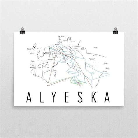 Alyeska Ski Map Art Alyeska Alaska Alyeska Trail Map - Etsy | Map art ...