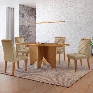 Mesa De Jantar Evora Cm Mdf Canto Copo E Cadeiras Melissa