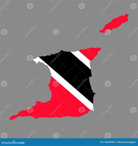 Mapa De Las Fronteras Del País De La Silueta De Trinidad And Tobago En Nationa Stock De