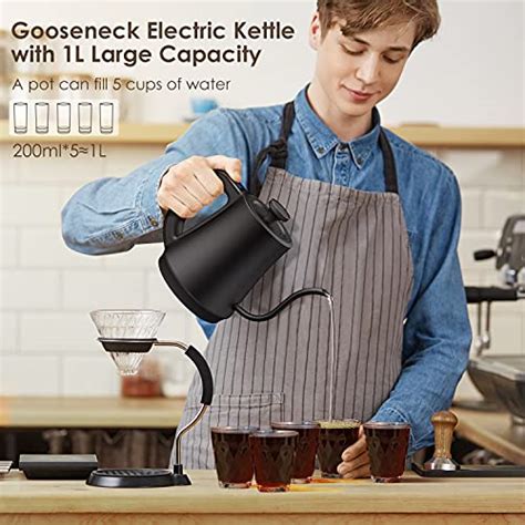 Gooseneck Electric Kettle With 6 Various Temperature Control 100 Stainless Steel Inner Pour