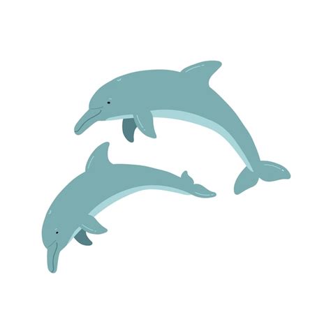 Premium Vector Cute Dolphins In Flat Style Isolated On White