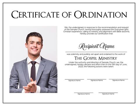 Editable Ordained Minister Certificate Template Printable Certificate Of Ordination Elegant