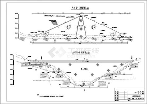 某水库枢纽粘土心墙砂壳坝初步设计图水利枢纽土木在线