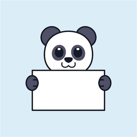 Premium Vector Cute Panda Holding A Blank Sign