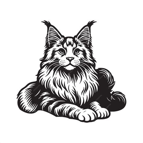 Maine Coon Cat Resting On Their Haunches Svg Premium Ai Generated Vector