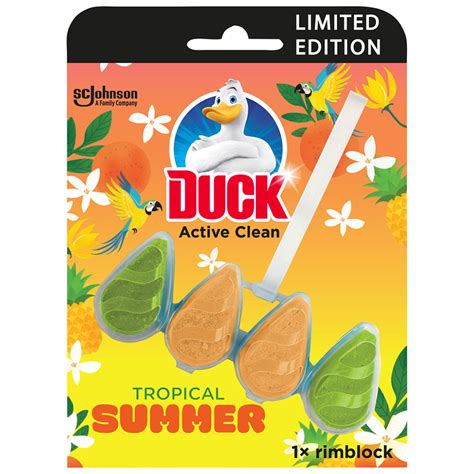 Duck Tropical Summer Active Clean Toilet Rim Block 38 6g Wilko