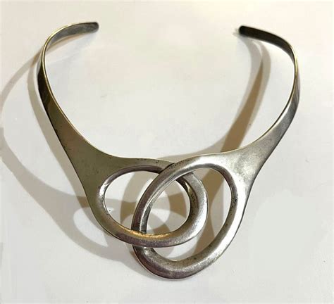 Sale Taxco Vintage Modernist Sterling Silver Collar Necklace Etsy In