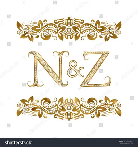 N Z Vintage Initials Logo Symbol Stock Vector Royalty Free