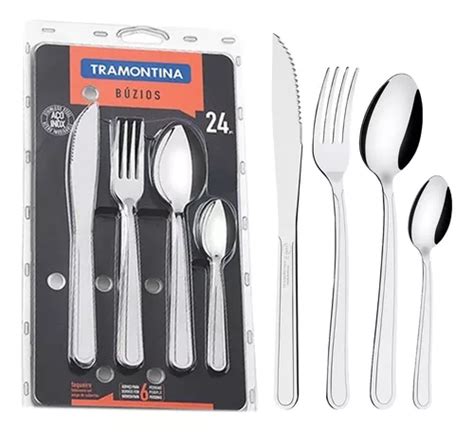 Set Juego De Cubiertos Tramontina Buzios 24 Piezas Acero Ino Cuotas