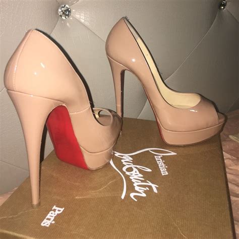 Christian Louboutin Lady Peep 150 Patent Calf Nude Leather Heels Christian Louboutin Heels