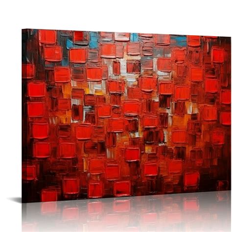 Jeuxus Hand Painted Large Oil Painting Texture Red Abstract Canvas Wall