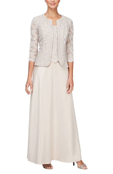 Alex Evenings Embroidered Lace Mock Two Piece Gown With Jacket Nordstrom