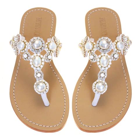 Paris Womens White Pearl Jeweled Wedding Sandals Mystique Sandals