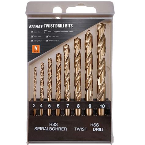 Pc Metric Cobalt Steel Twist Drill Bits Set M Grade Hss Co Din