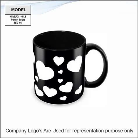 Plain Round Ceramic Sublimation Black Patch Mugs For Gifting Size