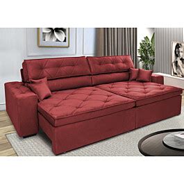 Sofa Retratil Reclinavel 6 Lugares Vermelho 3 12m