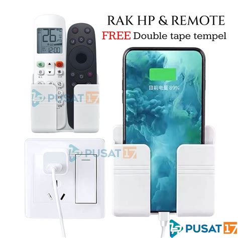 Jual Rak Gantung Hp Charger Remote Tv Ac Tempel Tembok Holder Phone Cas