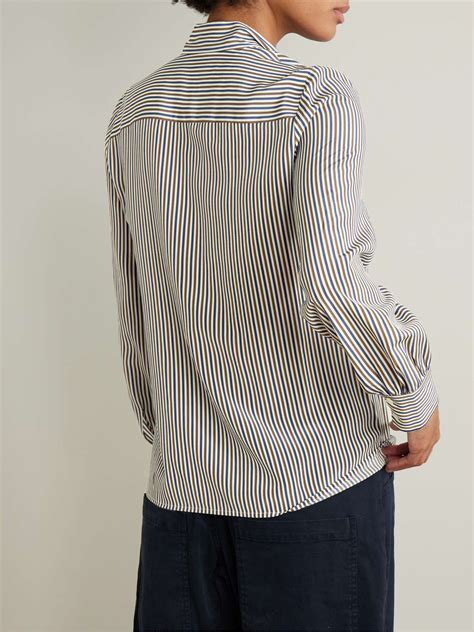 NILI LOTAN Carina Pussy Bow Striped Silk Blouse NET A PORTER