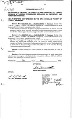 Fillable Online Cityofconway AN ORDINANCE AMENDING THE CONWAY ZONING