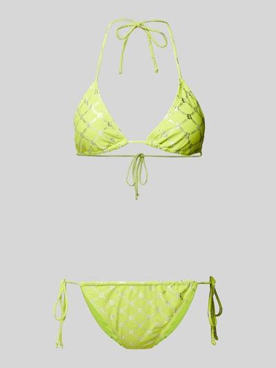 Kup online Review Zestaw bikini z bocznym wiązaniem neonowy żółty