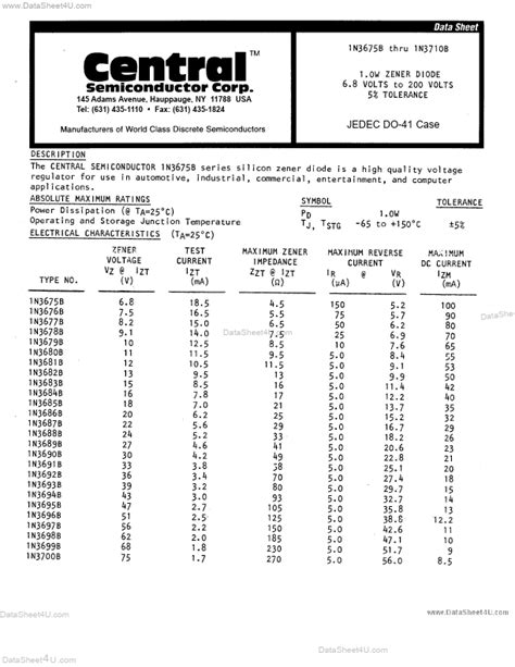 N B Central Semiconductor Diode Hoja De Datos Ficha T Cnica