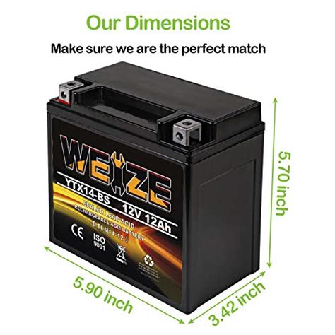 Weize Ytx14 Bs Atv Battery High Performance Maintenance Free Sealed Agm Ytx14 Bs Motorcycle