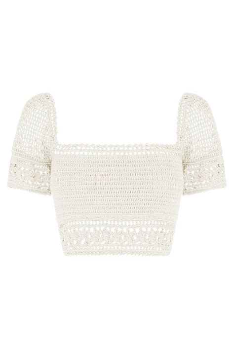 She Made Me Rose Cotton Crochet Crop Bikini Top