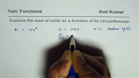 Express Area Of A Circle As A Function Of Circumference YouTube