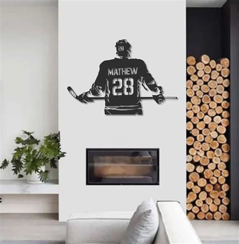 Custom Hockey Wall Art Led Light Custom Name Hockey Metal Sign Hockey