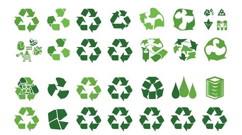 Premium Photo Green Recycle Symbols Collection With Variations And Additional Icons