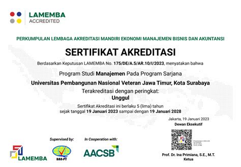 Sertifikat Akreditasi Program Studi Manajemen Prodi Manajemen