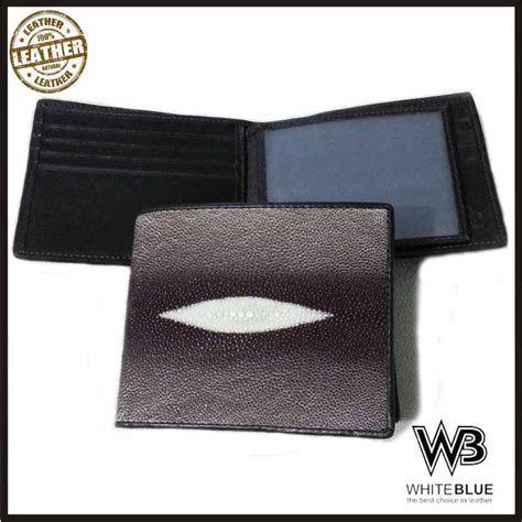 Jual Dompet Pria Kulit Asli Ikan Pari Model Bifold Warna Hitam Gradasi