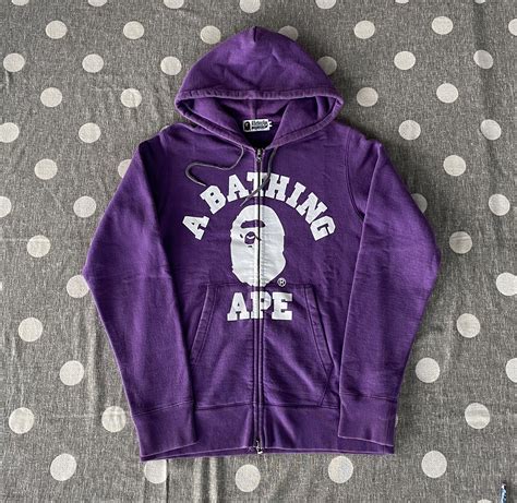 Bape Og Bape College Logo Zip Hoodie Grailed
