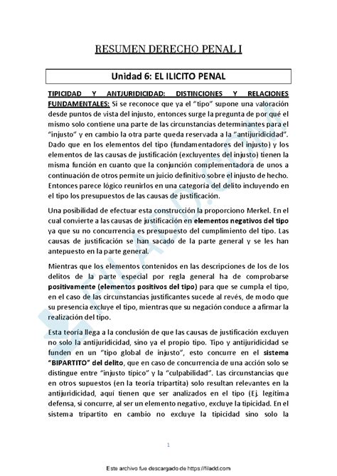 Resumen Derecho Penal I Unidad 6 1 RESUMEN DERECHO PENAL I Unidad 6